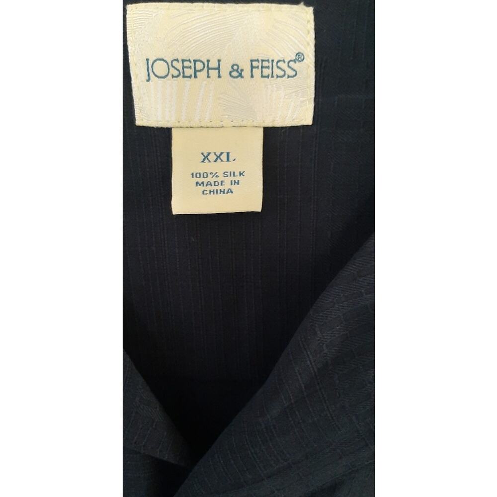 Joseph & Feiss Silk Black Short Sleeve Button Down Size XXL